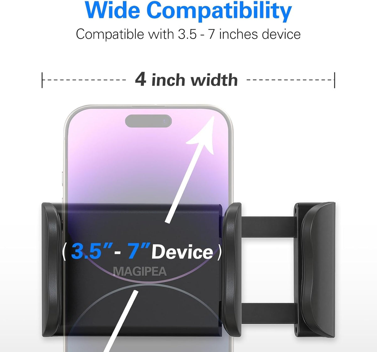 MAGIPEA Gooseneck Phone Holder for Bed, 30in Flexible Overhead Cell Phone Mount for Desk, Hands-Free Viewing Clamp Stand Compatible with iPhone 17 16 15 Pro Max and 3.5-7" Devices