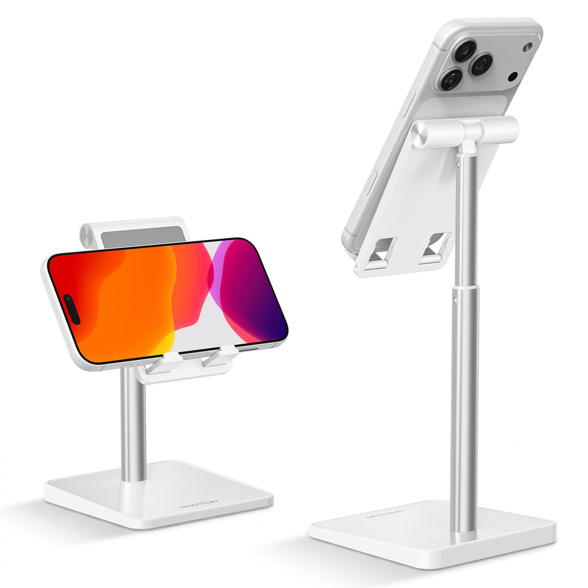 OMOTON CA02 Cell Phone Stand with Charging Hole for Desk Lightweight Silver