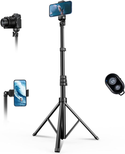 Extendable Phone Tripod for iPhone, Selfie Stick with Remote & Phone Holder