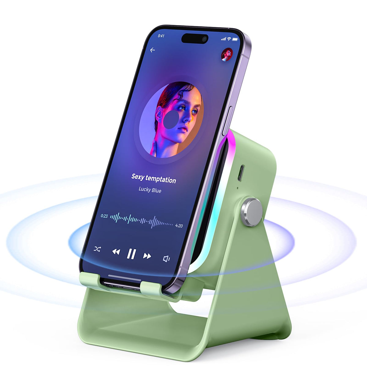 Induction Speaker with Phone Stand 5 in 1 Wireless Bluetooth Audio Black