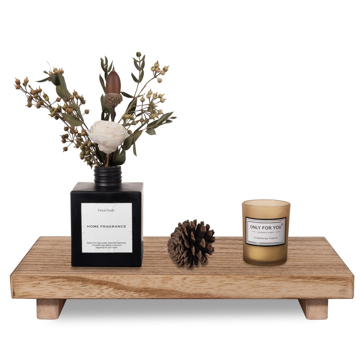 Wood Bathroom Tray Farmhouse Decor Kitchen Soap Holder, 8.7"x3.6" Brown