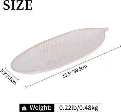 Hanobe Leaf Wooden Decorative Tray, Wood Key Bowl for Entryway Table Decor