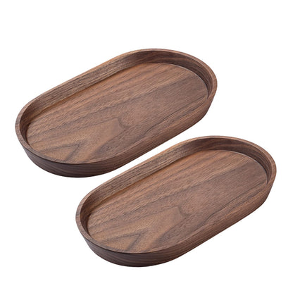 Vandroop Walnut Wooden Mini Serving Tray Set of 2, Tea&Coffee Table Tray