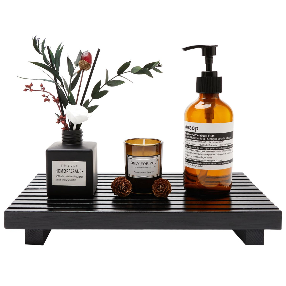 Acacia Wood Riser for Bathroom Counter Tray Decor Kitchen Sink Soap Dish