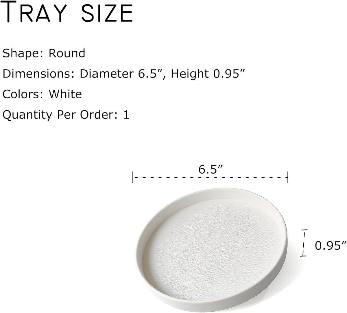 White Round Small Mini Tray (6.5 inch), Hard Plastic Circular Tray