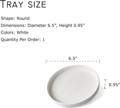 White Round Small Mini Tray (6.5 inch), Hard Plastic Circular Tray