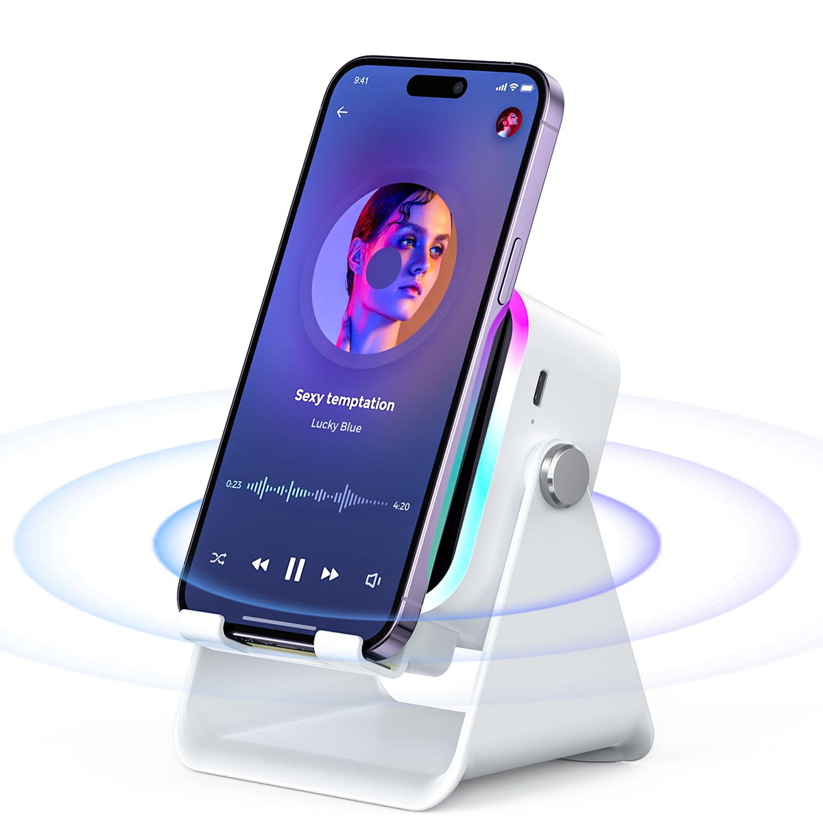 Induction Speaker with Phone Stand 5 in 1 Wireless Bluetooth Audio Black