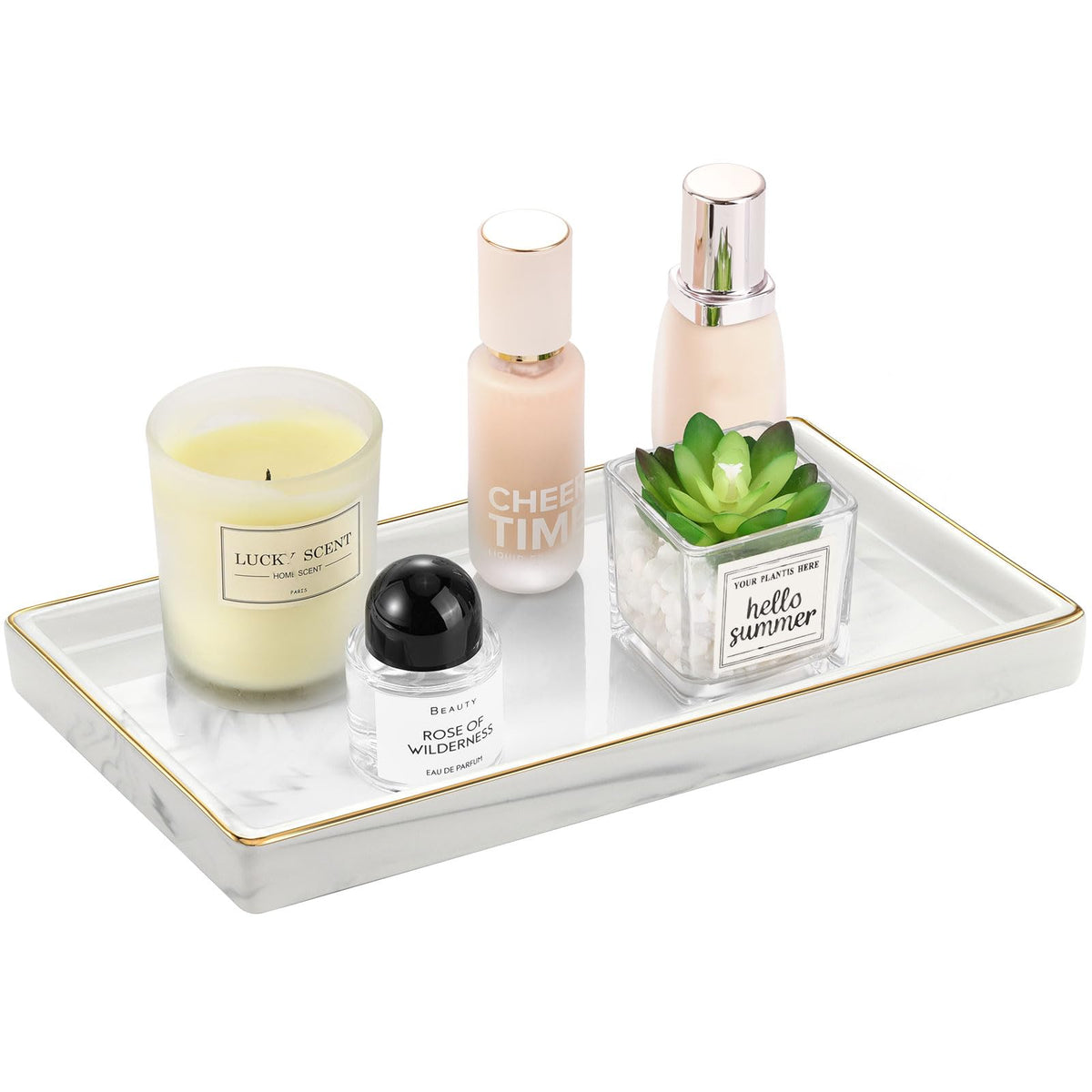 Luxspire Bathroom Vanity Tray Ceramic Perfume and Jewelry Dish, Mini, Black