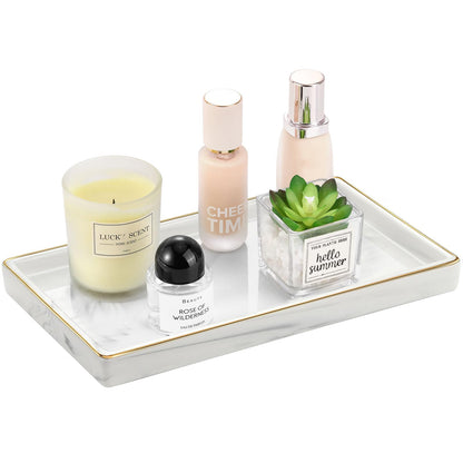 Luxspire Bathroom Vanity Tray Ceramic Perfume and Jewelry Dish, Mini, Black