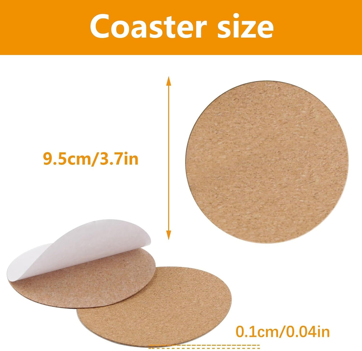 60 PCS self Adhesive Cork for Coasters Bulk,4 inches Coaster Bottoms self Adhesive,Round Coaster Backing with self Adhesive,DIY Crafts Drinks Cork Coasters
