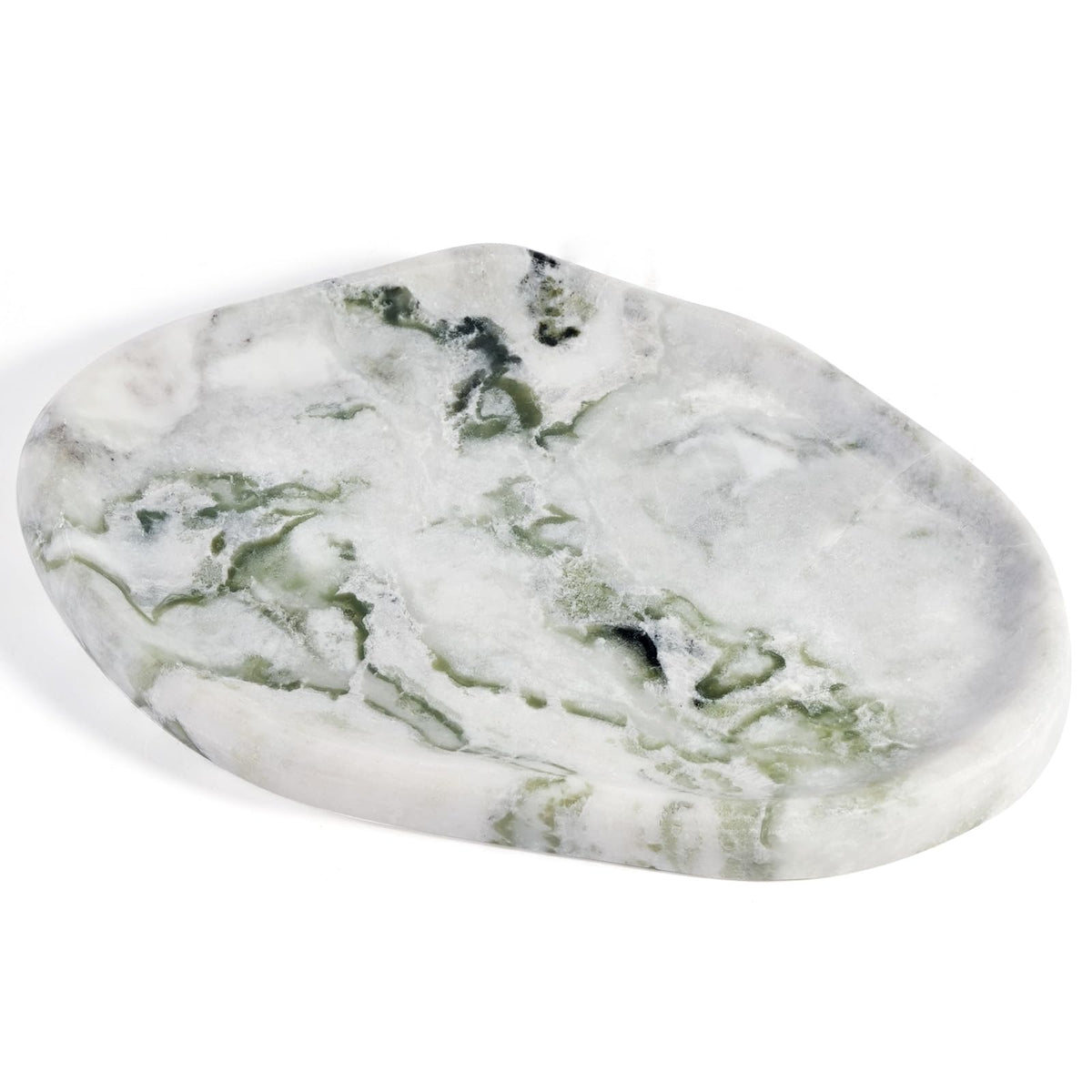 Koville Luxurious Natural Marble Vanity Tray, Cloud Shape Serving Stone Key Tray for Home Decor, 10" x 7" Marble Storage Trays for Bathroom, Stone Plate Holder for Perfume, Candle and Jewelry
