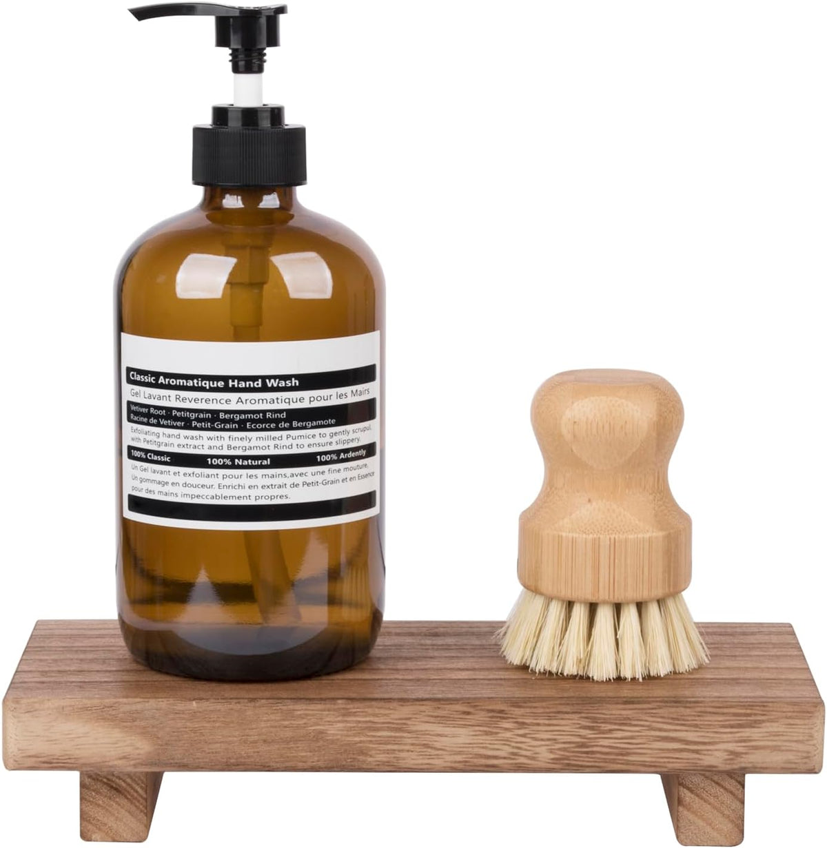 Wood Bathroom Tray Farmhouse Decor Kitchen Soap Holder, 8.7"x3.6" Brown