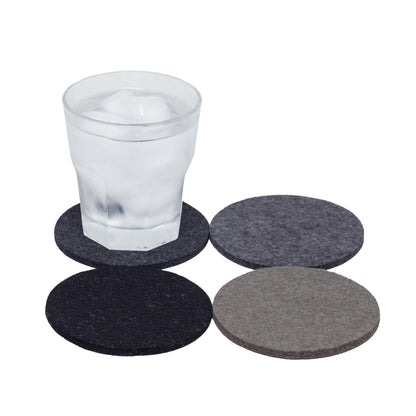 Graf Lantz - Bierfilzl Merino Wool Round Coasters Set of 4 - Charcoal (4" Circles) - Absorbs 30% of Weight - German Wool - Heat Resistant, Sustainable, & Reusable - Home Decor & Coffee Table Decor