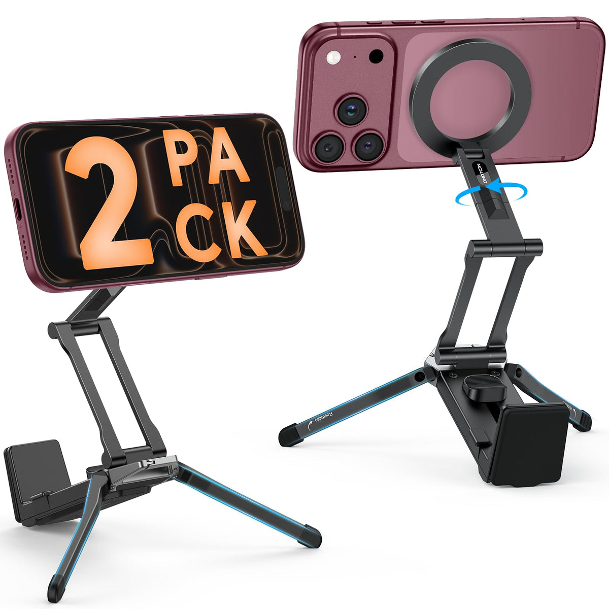 OMOTON TP02 Magnetic Phone Tripod for MagSafe, 360° Pivot, Clamp & Stand