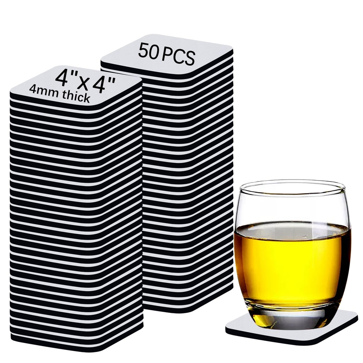 80 PCS Sublimation Blank Cup Coasters Bulk, 4x4 Inch Round Blank Cup Mat Rubber for Sublimation Transfer Heat Press Printing DIY Crafts