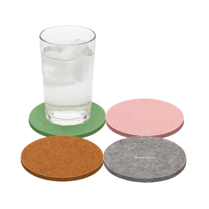 Graf Lantz - Bierfilzl Merino Wool Round Coasters Set of 4 - Charcoal (4" Circles) - Absorbs 30% of Weight - German Wool - Heat Resistant, Sustainable, & Reusable - Home Decor & Coffee Table Decor