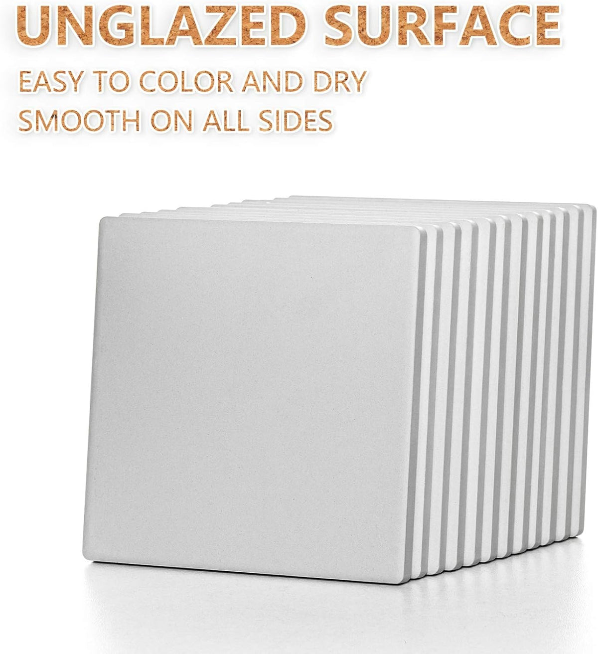Blank Ceramic Coasters White Ceramic Tiles for Crafts 4x4 in 12 Pcs