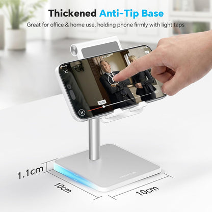 OMOTON CA02 Cell Phone Stand with Charging Hole for Desk Lightweight Silver