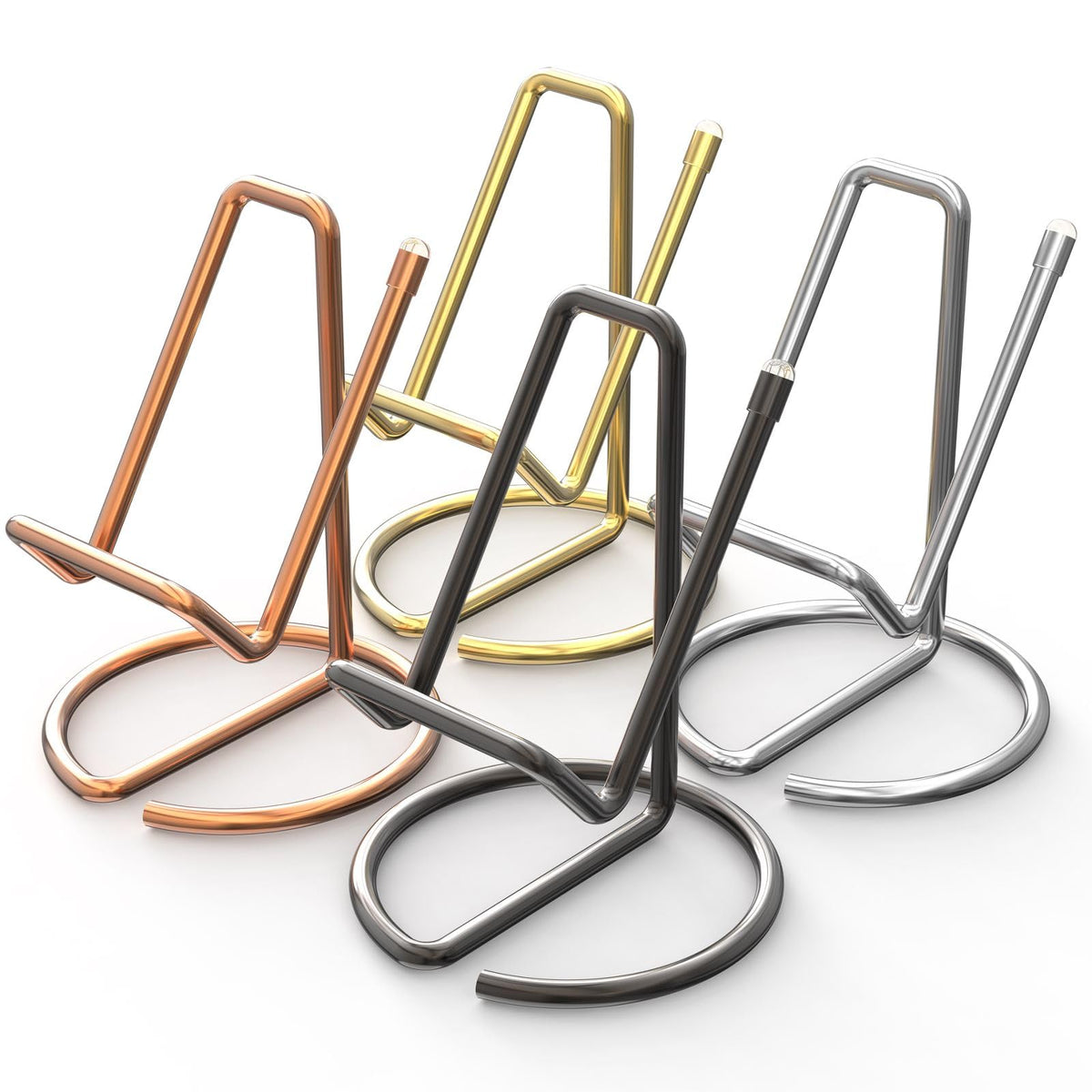 Metal Cell Phone Stand for Desk, Cute One-Piece Phone Holder, Stable Desktop Display Dock for iPhone, iPad, Samsung, Tablets & All Mobile Phones, Gold