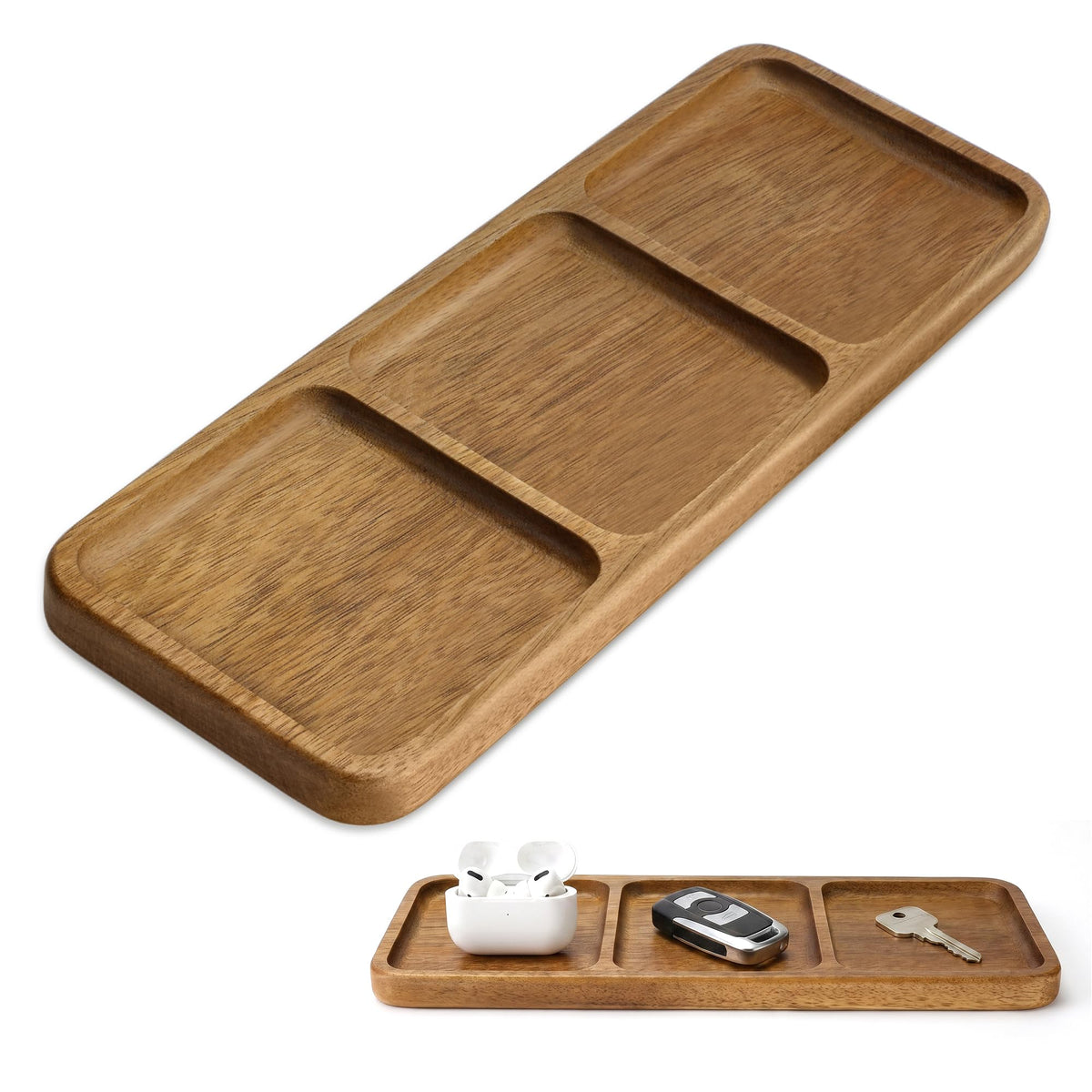 Small Wooden Tray | Acacia Wood Serving Tray Platter Mini Vanity Tray Decor