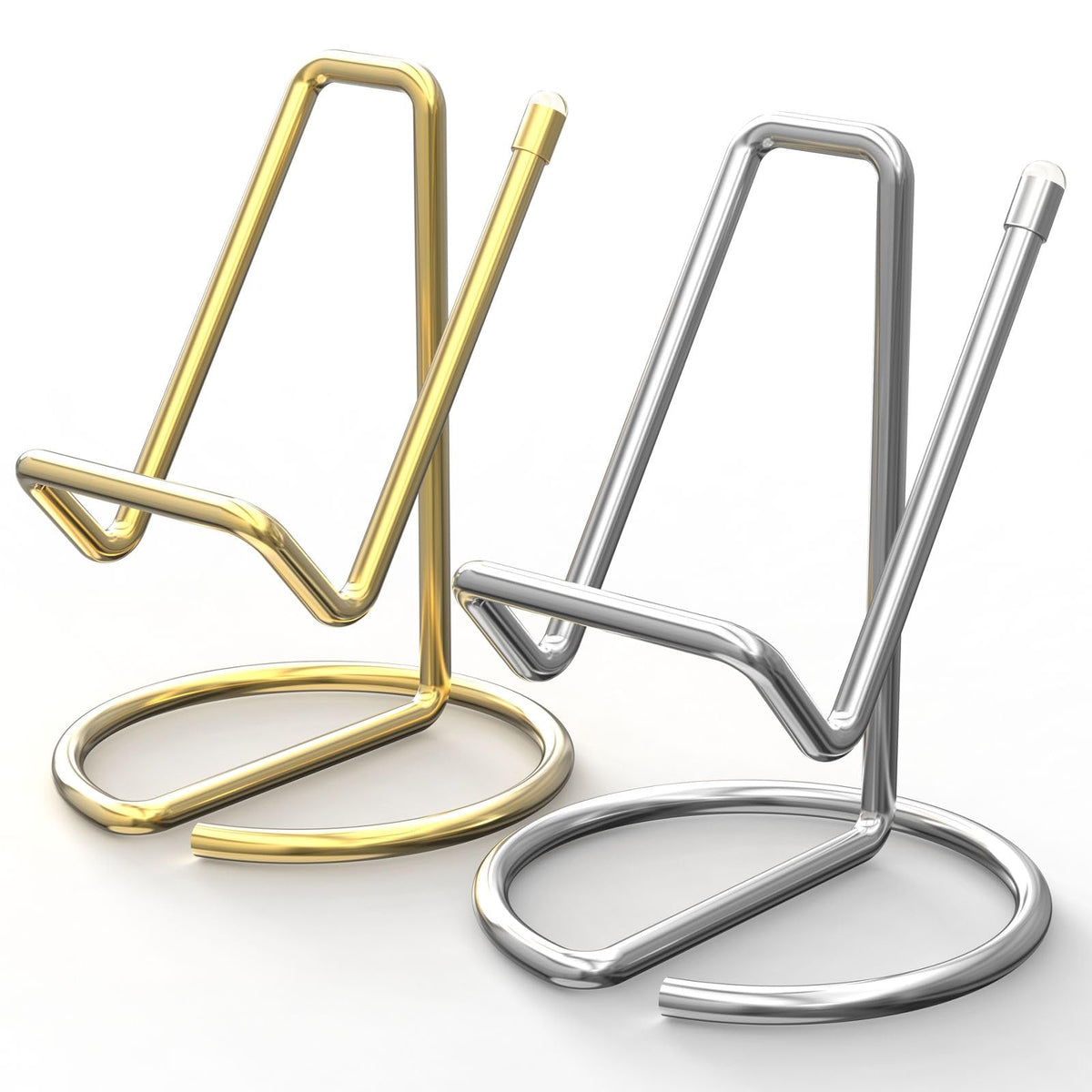 Metal Cell Phone Stand for Desk, Cute One-Piece Phone Holder, Stable Desktop Display Dock for iPhone, iPad, Samsung, Tablets & All Mobile Phones, Gold