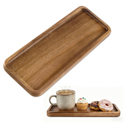 Small Wooden Tray | Acacia Wood Serving Tray Platter Mini Vanity Tray Decor