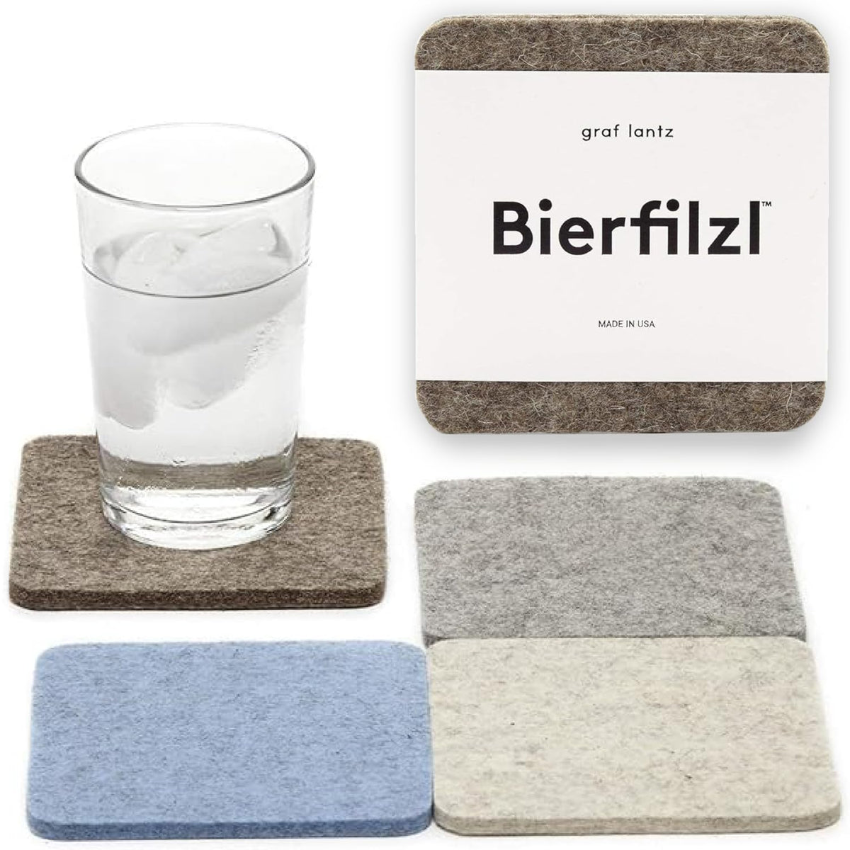 Graf Lantz - Bierfilzl Merino Wool Round Coasters Set of 4 - Charcoal (4" Circles) - Absorbs 30% of Weight - German Wool - Heat Resistant, Sustainable, & Reusable - Home Decor & Coffee Table Decor