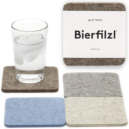 Graf Lantz - Bierfilzl Merino Wool Round Coasters Set of 4 - Charcoal (4" Circles) - Absorbs 30% of Weight - German Wool - Heat Resistant, Sustainable, & Reusable - Home Decor & Coffee Table Decor