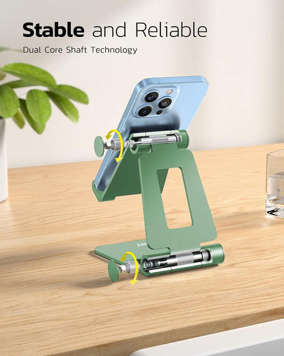 Nulaxy Full Aluminum Dual Folding Cell Phone Stand for Desk, Green