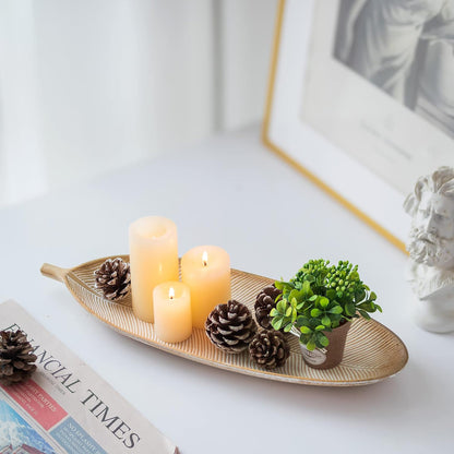Hanobe Leaf Wooden Decorative Tray, Wood Key Bowl for Entryway Table Decor