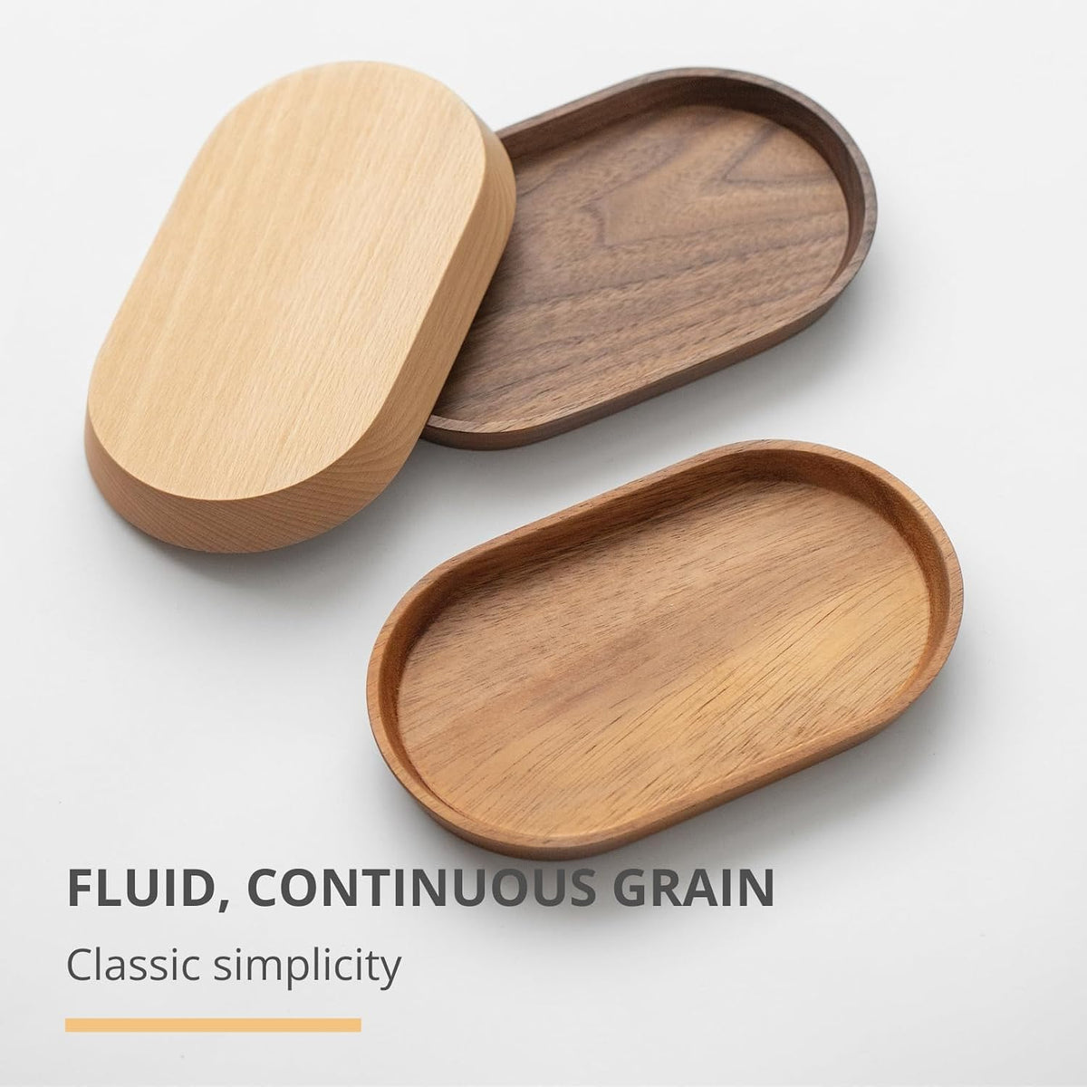 Vandroop Walnut Wooden Mini Serving Tray Set of 2, Tea&Coffee Table Tray