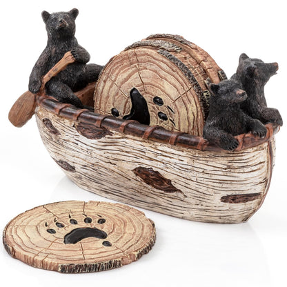 Whiskey Barrel Coasters Set of 6 - Bar Coasters & Whiskey Gifts for Men