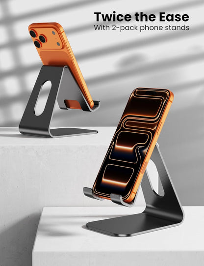 2Pack Phone Stand, Simple Cellphone Holder for Desk, Desk Phone Stand,Black