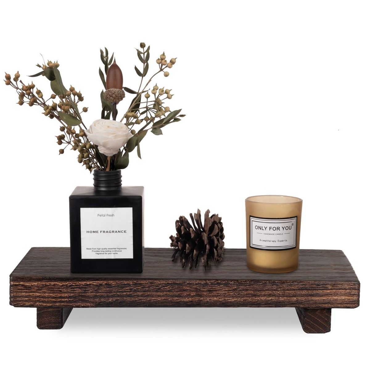 Wood Bathroom Tray Farmhouse Decor Kitchen Soap Holder, 8.7"x3.6" Brown