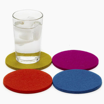 Graf Lantz - Bierfilzl Merino Wool Round Coasters Set of 4 - Charcoal (4" Circles) - Absorbs 30% of Weight - German Wool - Heat Resistant, Sustainable, & Reusable - Home Decor & Coffee Table Decor