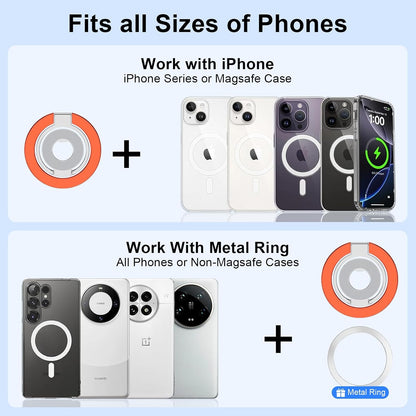 MagSafe Phone Grip Holder Dual-Sided Magnetic Finger Ring Stand for iPhone