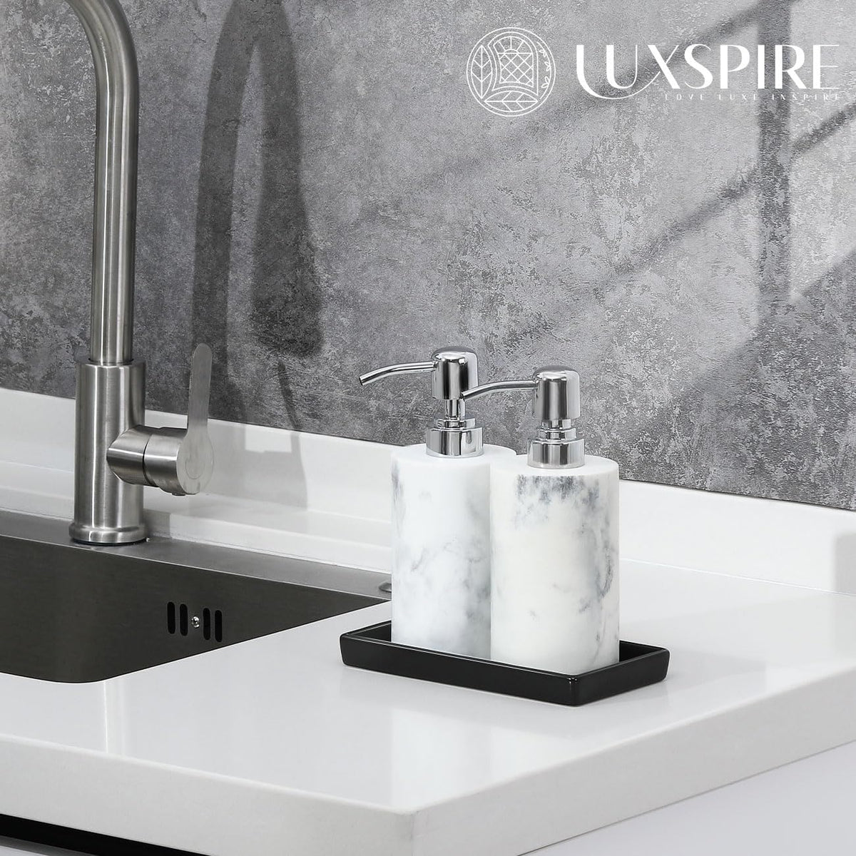 Luxspire Bathroom Vanity Tray Ceramic Perfume and Jewelry Dish, Mini, Black