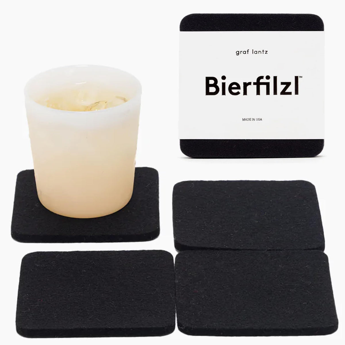 Graf Lantz - Bierfilzl Merino Wool Round Coasters Set of 4 - Charcoal (4" Circles) - Absorbs 30% of Weight - German Wool - Heat Resistant, Sustainable, & Reusable - Home Decor & Coffee Table Decor