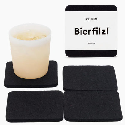 Graf Lantz - Bierfilzl Merino Wool Round Coasters Set of 4 - Charcoal (4" Circles) - Absorbs 30% of Weight - German Wool - Heat Resistant, Sustainable, & Reusable - Home Decor & Coffee Table Decor