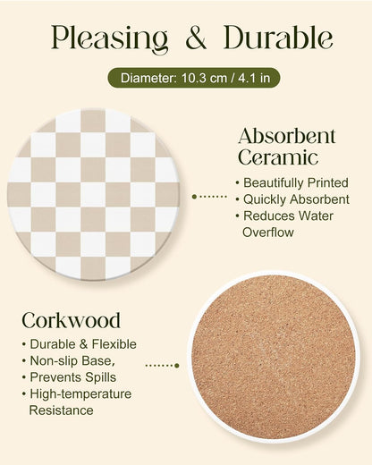 Oqplog 2 Pack Ceramic Absorbent Drink Coasters for Women
