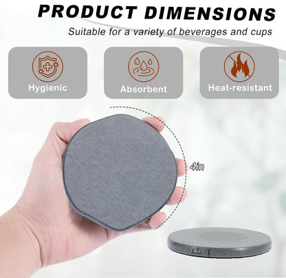 Azhou 2Pcs Absorbent Diatomaceous Earth Coasters Set with Velvet Bottom