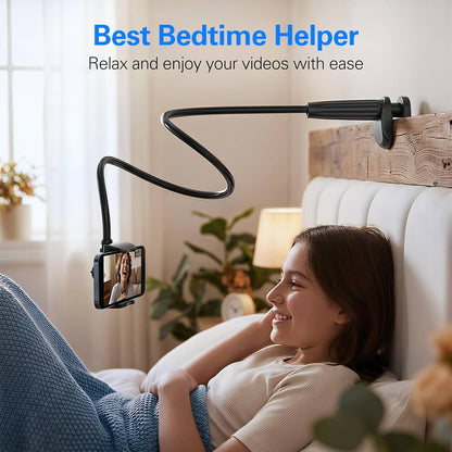MAGIPEA Gooseneck Phone Holder for Bed, 30in Flexible Overhead Cell Phone Mount for Desk, Hands-Free Viewing Clamp Stand Compatible with iPhone 17 16 15 Pro Max and 3.5-7" Devices