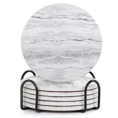 Acejoz Drink Coasters Set of 6, Absorbent Coaster for Coffee Table Decor, Marble Style Ceramic Coaster for Home Decor, 4 Inches