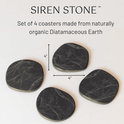 Diatomaceous Earth Coasters Set of 4 | Absorbent Stone Coasters for Drinks | Quick Dry, Water Absorbing | Non-Toxic, BPA-Free | Female Founded USA Brand