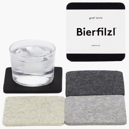 Graf Lantz - Bierfilzl Merino Wool Round Coasters Set of 4 - Charcoal (4" Circles) - Absorbs 30% of Weight - German Wool - Heat Resistant, Sustainable, & Reusable - Home Decor & Coffee Table Decor