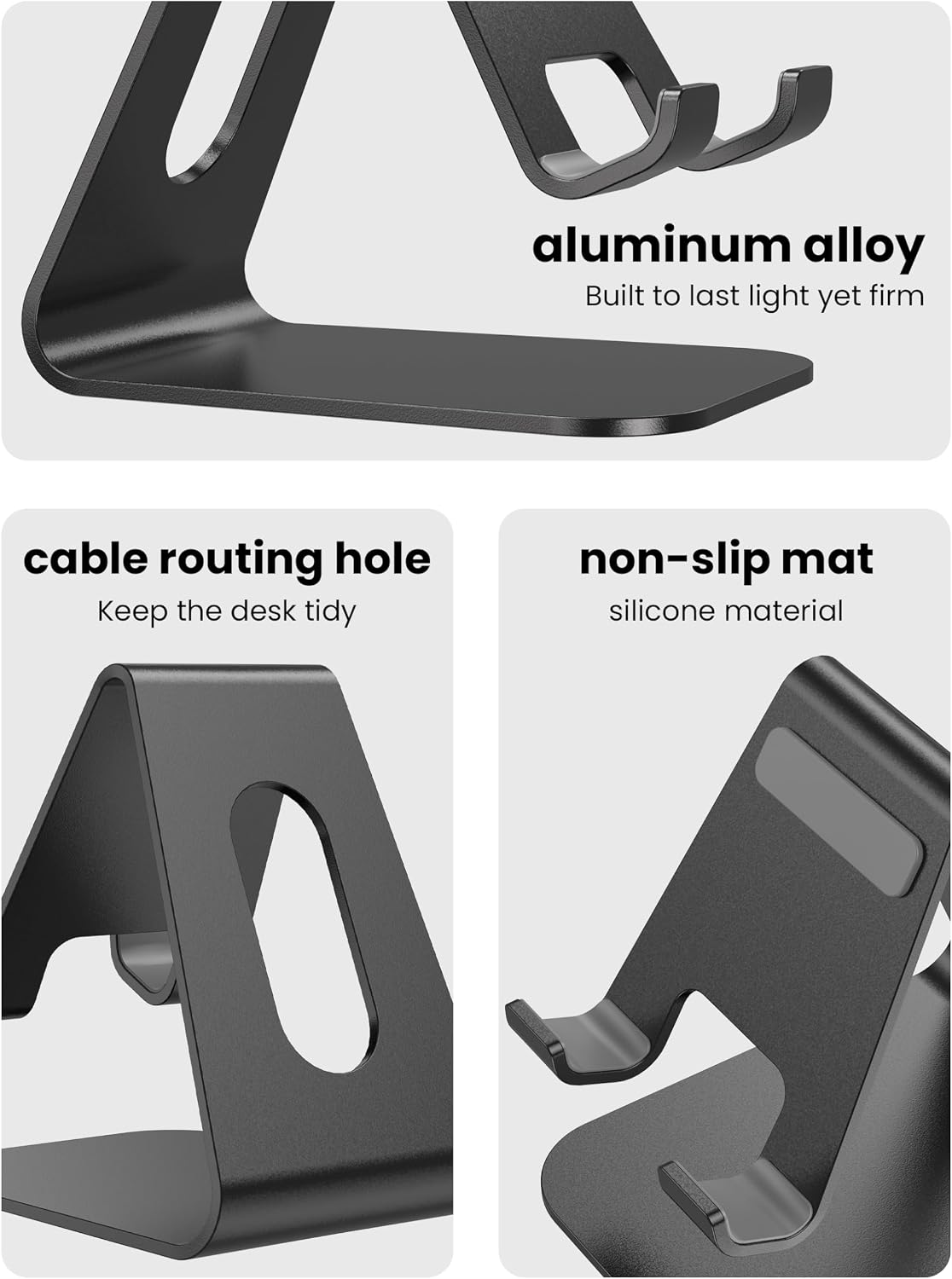 2Pack Phone Stand, Simple Cellphone Holder for Desk, Desk Phone Stand,Black