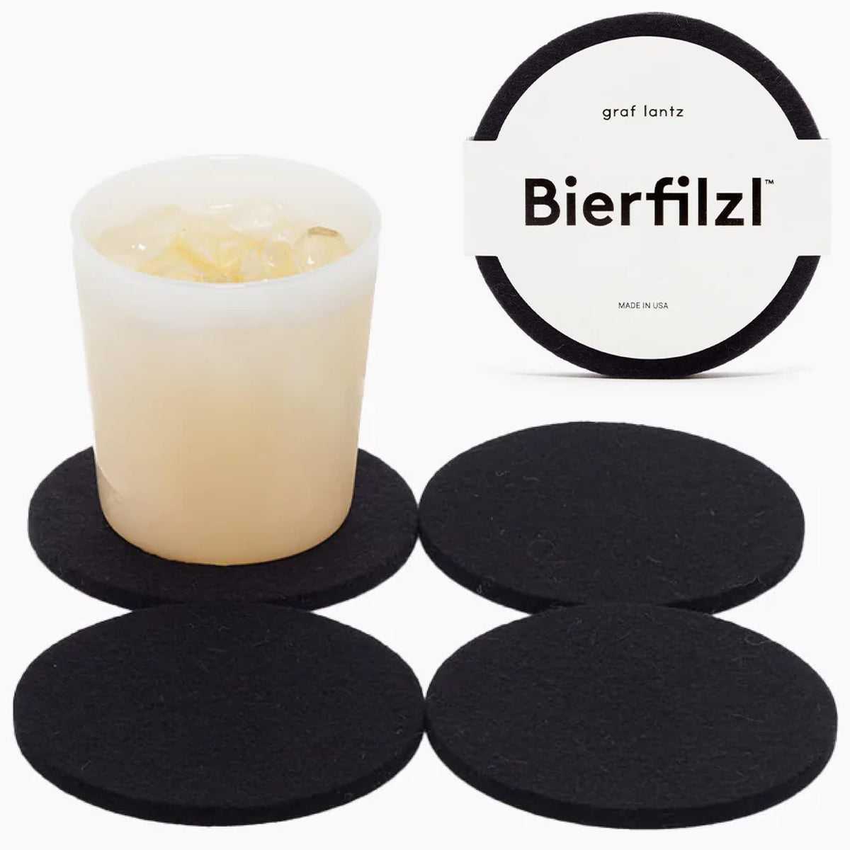 Graf Lantz - Bierfilzl Merino Wool Round Coasters Set of 4 - Charcoal (4" Circles) - Absorbs 30% of Weight - German Wool - Heat Resistant, Sustainable, & Reusable - Home Decor & Coffee Table Decor