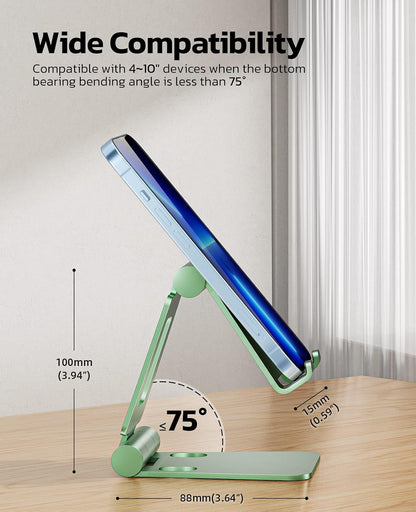 Nulaxy Full Aluminum Dual Folding Cell Phone Stand for Desk, Green