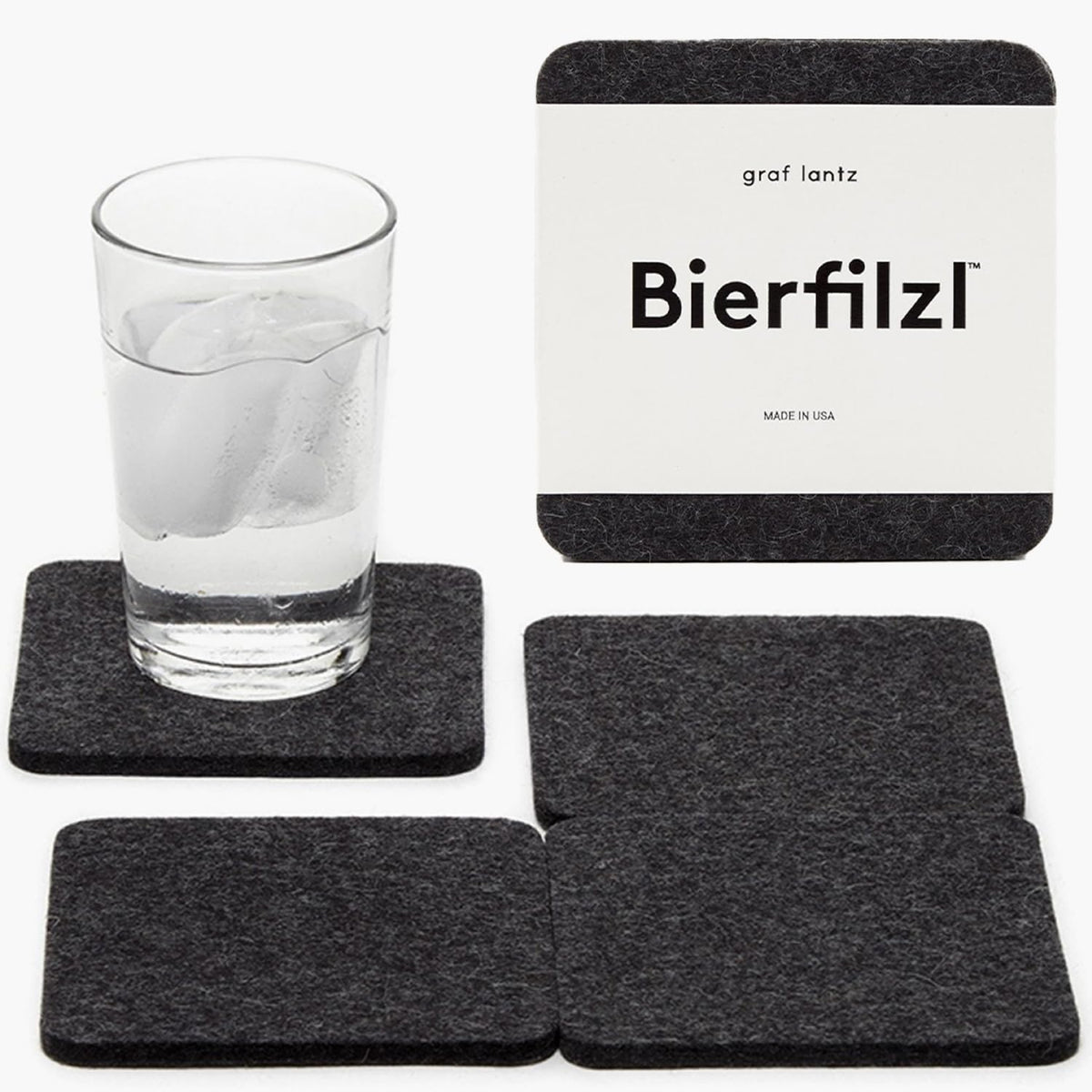 Graf Lantz - Bierfilzl Merino Wool Round Coasters Set of 4 - Charcoal (4" Circles) - Absorbs 30% of Weight - German Wool - Heat Resistant, Sustainable, & Reusable - Home Decor & Coffee Table Decor