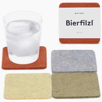 Graf Lantz - Bierfilzl Merino Wool Round Coasters Set of 4 - Charcoal (4" Circles) - Absorbs 30% of Weight - German Wool - Heat Resistant, Sustainable, & Reusable - Home Decor & Coffee Table Decor